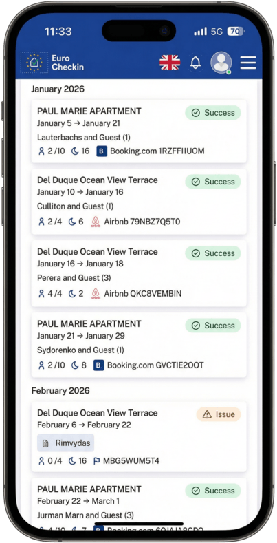 Online check-in and guest registration for tourist reporting in Greece with Eurocheckin